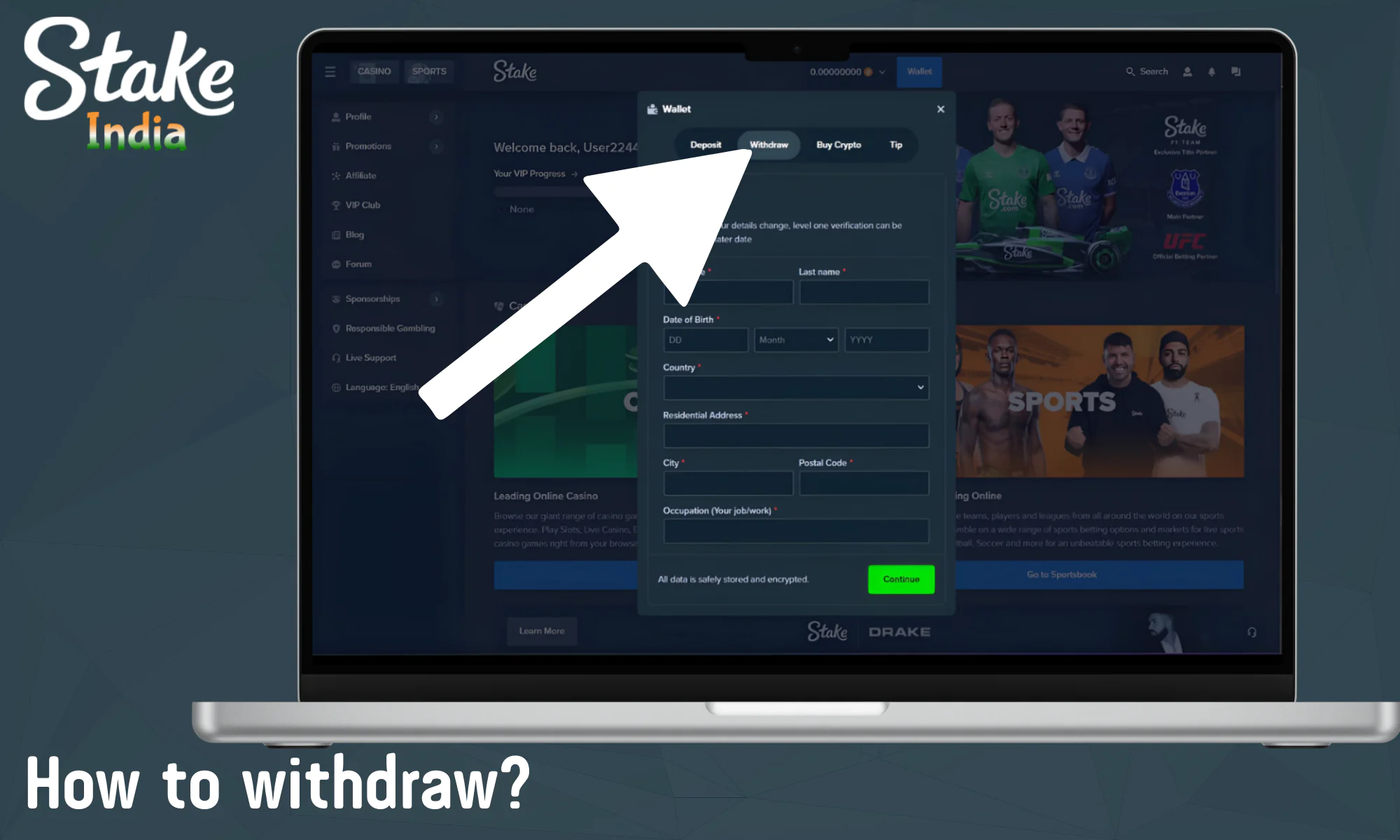 Withdrawal procedure at Stake casino